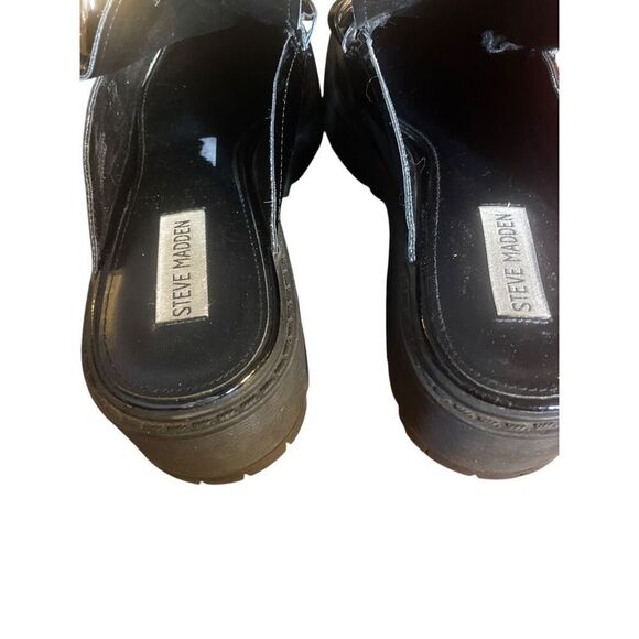 Steve Madden Black with Gold Chain Chunky Platform Loafers Shoes Women's Sz 11 - Picture 7 of 9